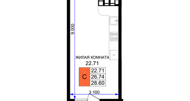 Студия, 28&nbsp;м²