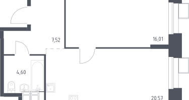 1-к. квартира, 48&nbsp;м²