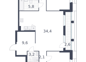 5-к. квартира, 141&nbsp;м²