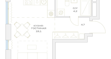 Студия, 28 м²