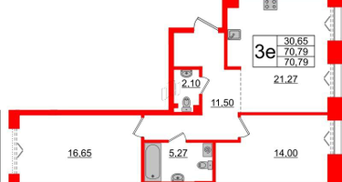 2-к. квартира, 71 м²