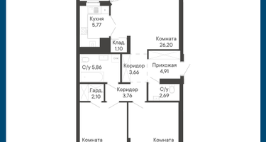 3-к. квартира, 88 м²