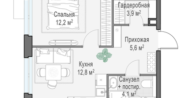 1-к. квартира, 38&nbsp;м²