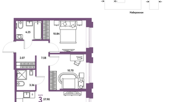 3-к. квартира, 57&nbsp;м²