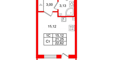 Студия, 21 м²