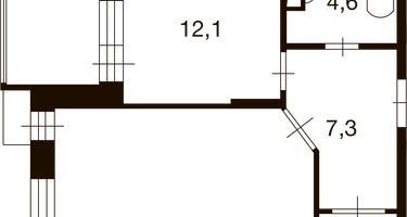 1-к. квартира, 46&nbsp;м²