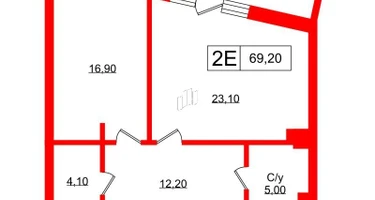 1-к. квартира, 71&nbsp;м²