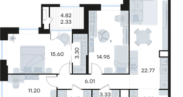 3-к. квартира, 89&nbsp;м²