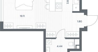 1-к. квартира, 29&nbsp;м²