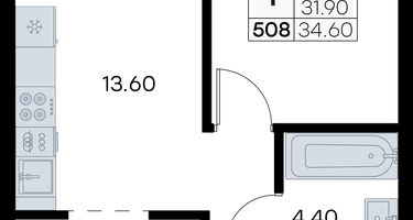 1-к. квартира, 34 м²