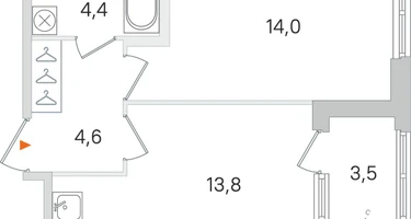1-к. квартира, 38&nbsp;м²