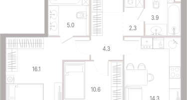 2-к. квартира, 59&nbsp;м²