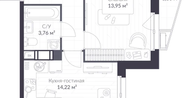 Студия, 39&nbsp;м²