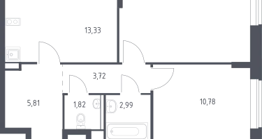 2-к. квартира, 53&nbsp;м²