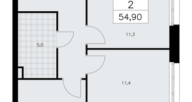 2-к. квартира, 56&nbsp;м²