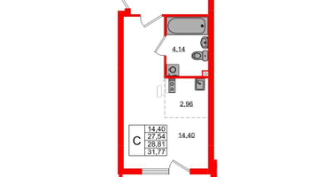 Студия, 28&nbsp;м²