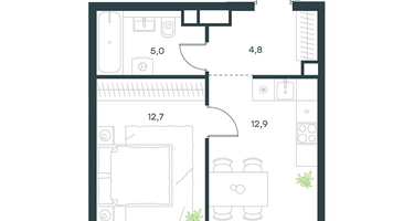 1-к. квартира, 35&nbsp;м²