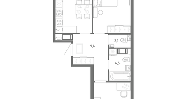2-к. квартира, 61&nbsp;м²