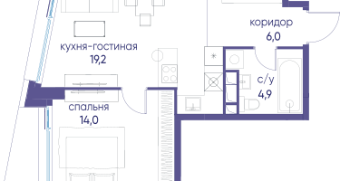 1-к. квартира, 44&nbsp;м²