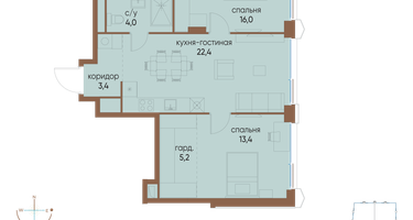 2-к. квартира, 70&nbsp;м²