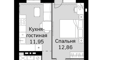 1-к. квартира, 38 м²