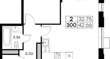 1-к. квартира, 42&nbsp;м²