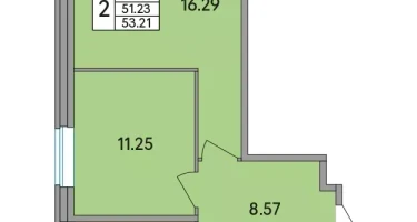 2-к. квартира, 53&nbsp;м²