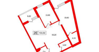 2-к. квартира, 103&nbsp;м²
