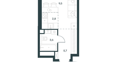 Студия, 21&nbsp;м²