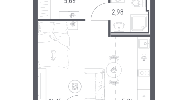Студия, 28&nbsp;м²