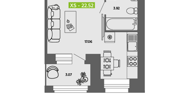 Студия, 22&nbsp;м²