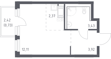 Студия, 22&nbsp;м²