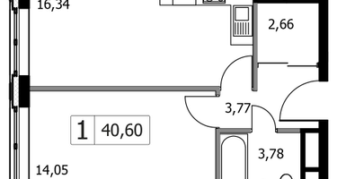 1-к. квартира, 40 м²