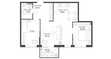 3-к. квартира, 64&nbsp;м²