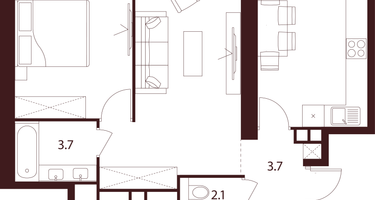 2-к. квартира, 54&nbsp;м²