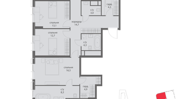 4-к. квартира, 113 м²