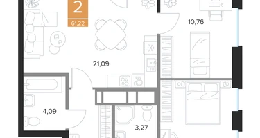 2-к. квартира, 61&nbsp;м²