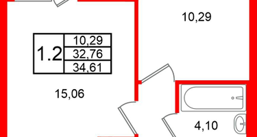 1-к. квартира, 32&nbsp;м²