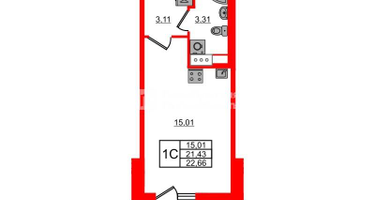 Студия, 21&nbsp;м²