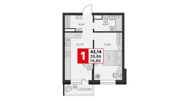 2-к. квартира, 39&nbsp;м²