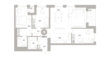 3-к. квартира, 106 м²