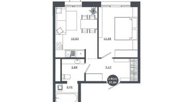 1-к. квартира, 37&nbsp;м²