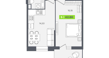 Студия, 42&nbsp;м²