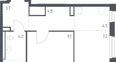 Студия, 33&nbsp;м²