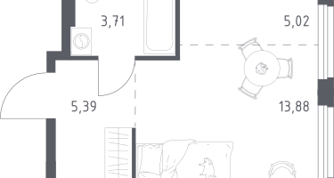 1-к. квартира, 28&nbsp;м²