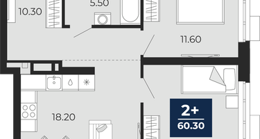 2-к. квартира, 60&nbsp;м²