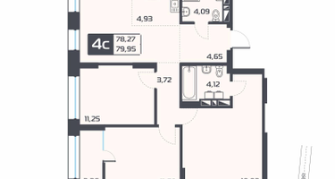 4-к. квартира, 79 м²