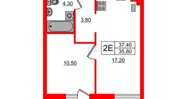 1-к. квартира, 37 м²