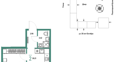 2-к. квартира, 30&nbsp;м²