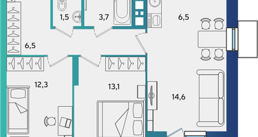3-к. квартира, 63&nbsp;м²